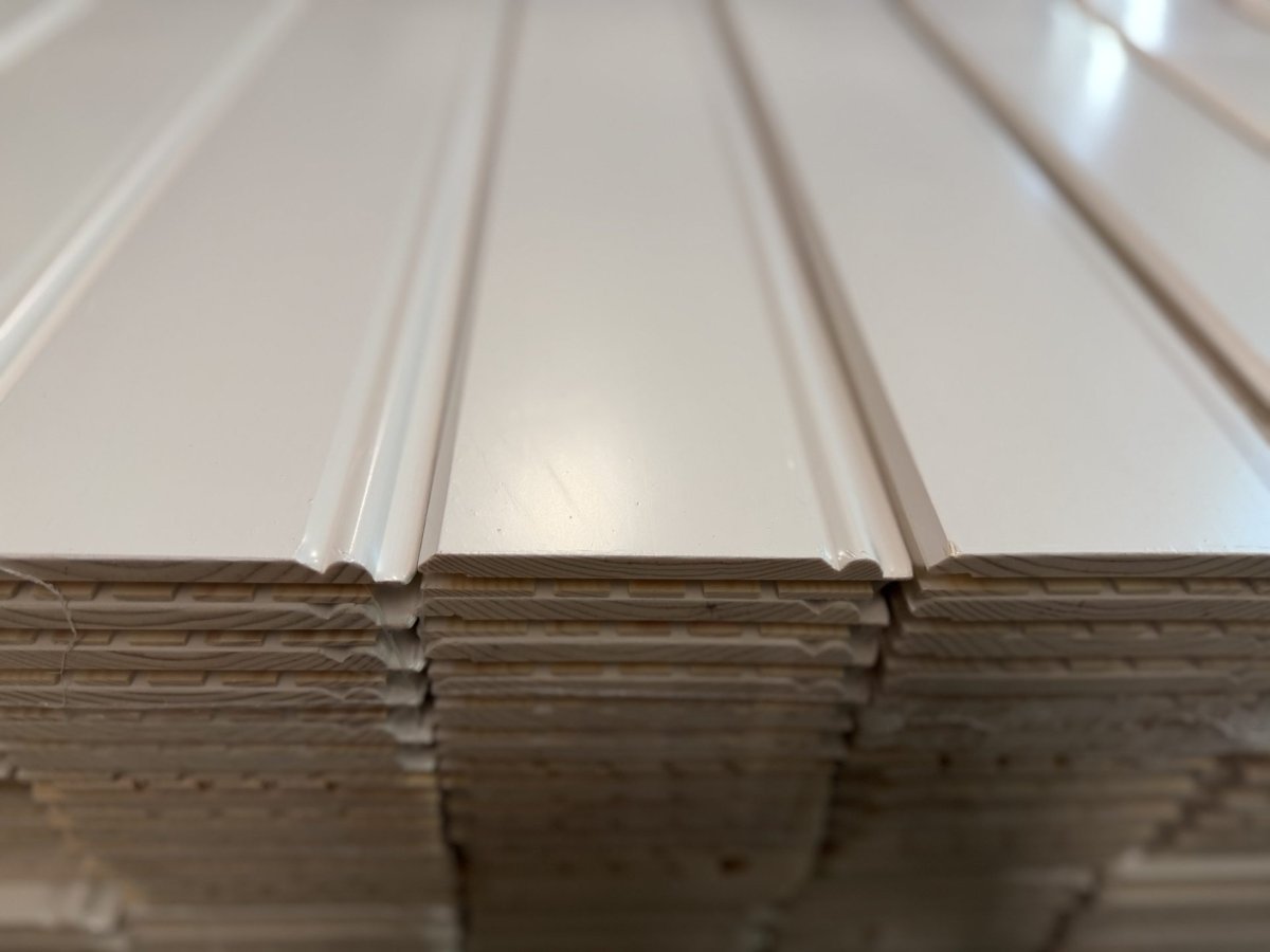 Helmipaneeli 15×95-120x3300mm puuvalmis-valkoinen - Image 8